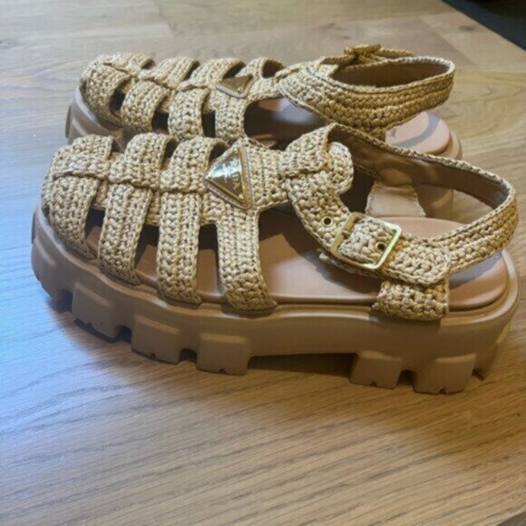 Prada Women's Beige Woven Sandals - Picture 1 of 4